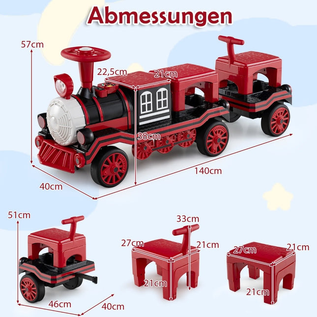 3-Seater Electric Train Set for Kids, 12V, Removable Seats