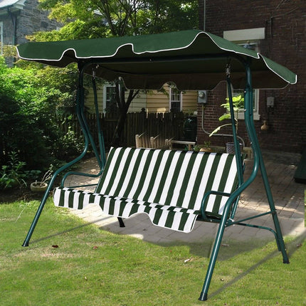 3-Seater Garden Swing with Adjustable Canopy, Green/Brown/Black