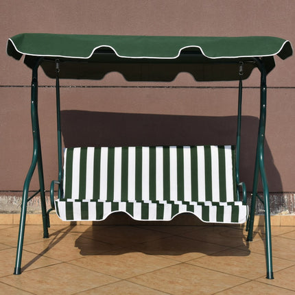 3-Seater Garden Swing with Adjustable Canopy, Green/Brown/Black