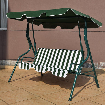3-Seater Garden Swing with Adjustable Canopy, Green/Brown/Black