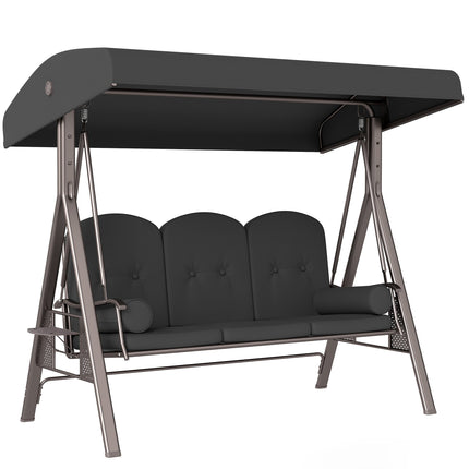 3-Seater Garden Swing with Canopy and Tray, Dark Grey