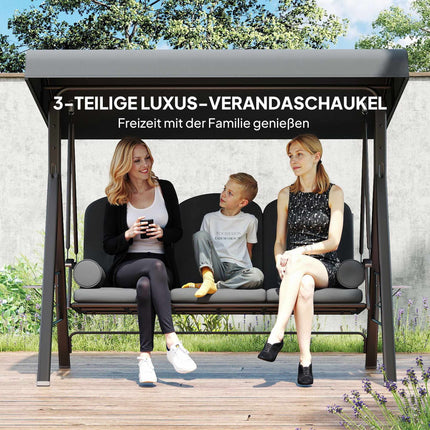 3-Seater Garden Swing with Canopy and Tray, Dark Grey