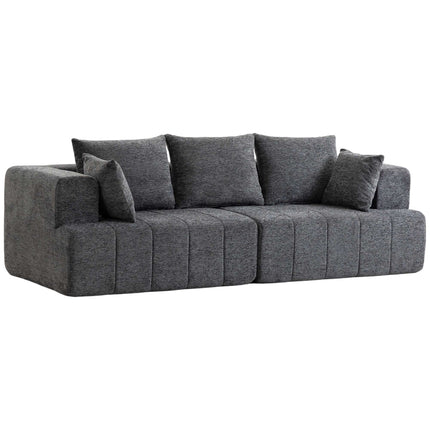 3-Seater Grey Chenille Cloud Sofa with Cushions