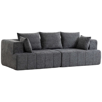 3-Seater Grey Chenille Cloud Sofa with Cushions