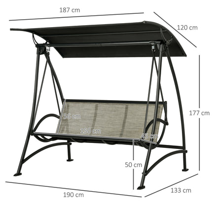 3-seater garden swing bench, UV protection, adjustable canopy