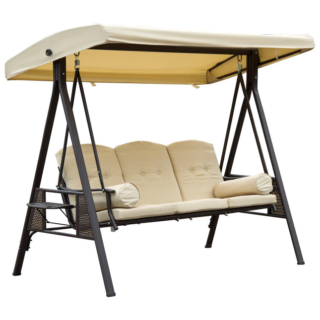 Garden swing with canopy, 3-seater, metal and polyester
