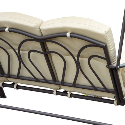 Garden swing with canopy, 3-seater, metal and polyester