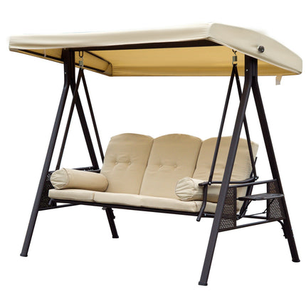 Garden swing with canopy, 3-seater, metal and polyester