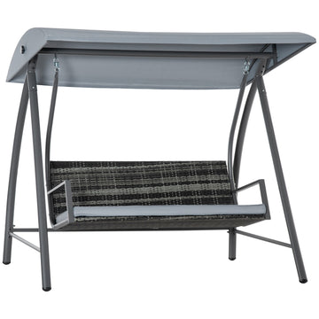 3-seat gray polyrattan garden swing with canopy