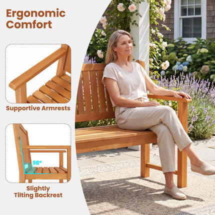 3-Seater Outdoor Wooden Bench, 59" Fir Wood, Brown