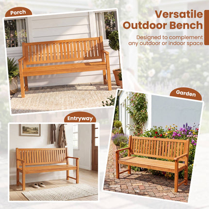 3-Seater Outdoor Wooden Bench, 59" Fir Wood, Brown