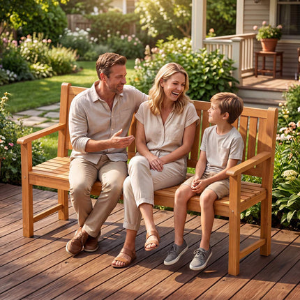 3-Seater Outdoor Wooden Bench, 59" Fir Wood, Brown