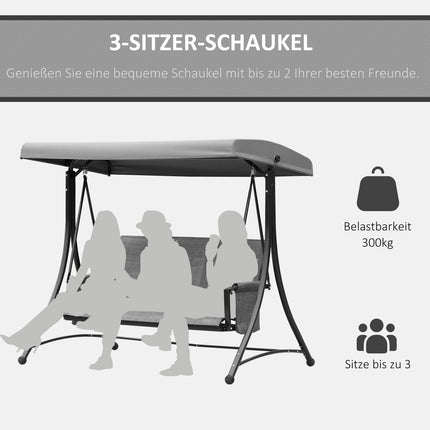 3-seater Veranda swing in aluminum with canopy, gray