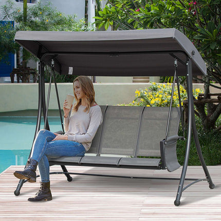 3-seater Veranda swing in aluminum with canopy, gray