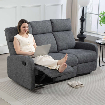 3-Seater Recliner Sofa, Adjustable Backrests, Grey Fabric