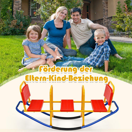 3-zits schommelstoel voor kinderen met handgrepen, zware metalen kinderschommelstoel, 136 x 39 x 60 cm, kleurrijk