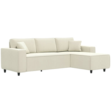 3-Seater Sectional Sofa with Reversible Chaise, Cream Corduroy