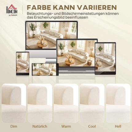 3-Seater Sofa, 203 cm, Chenille Fabric, Cream White