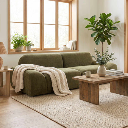 3-Seater Sofa, Chenille Upholstery, Deep Green