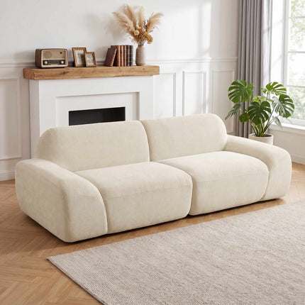 3-Seater Sofa, Cream White, Chenille Upholstery, No Assembly
