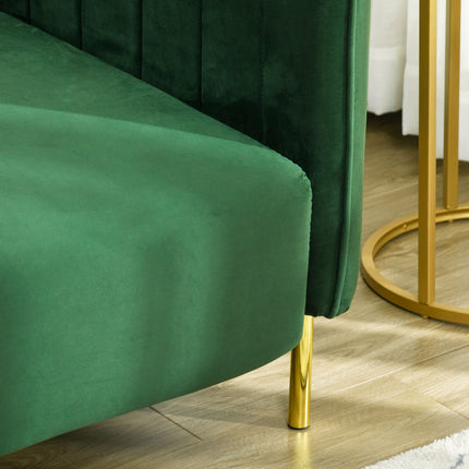 Green 3-seat sofa in velvet look with armrests, 200 Cm