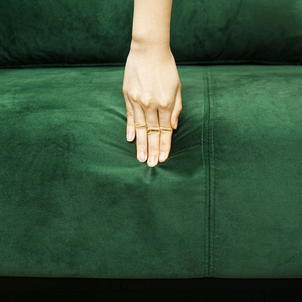 Green 3-seat sofa in velvet look with armrests, 200 Cm