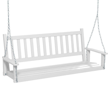 3-Seater Solid Wood Porch Swing, 360 kg Capacity, White