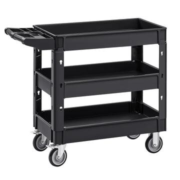 3-Shelf Utility Cart, 550 lb, Swivel Wheels with Brakes