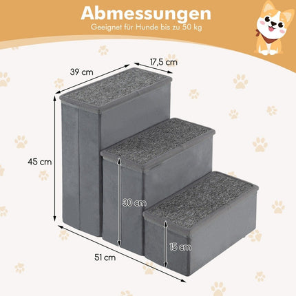 3-Step Dog Stairs Non-Slip Foldable Dog Ramp Portable Pet Climbing Ladder