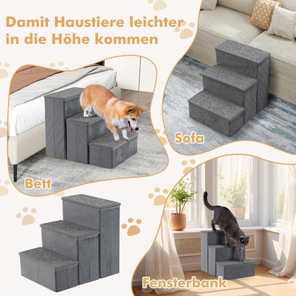 3-Step Dog Stairs Non-Slip Foldable Dog Ramp Portable Pet Climbing Ladder