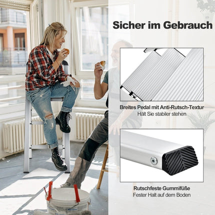 3-Step Folding Aluminum Ladder, Non-Slip, Portable