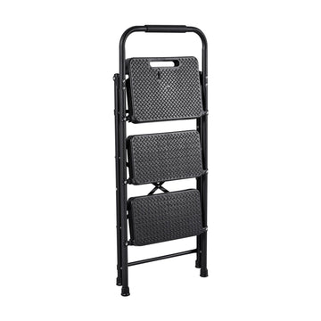3-Step Folding Steel Ladder, Anti-Slip, 272 kg Capacity