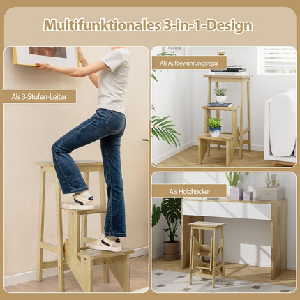 3-Step Folding Step Stool with Rotating Steps & Handle