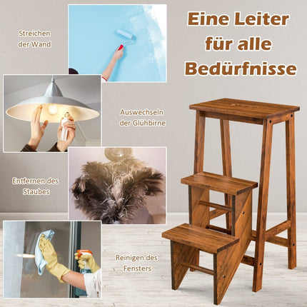 3-Step Folding Step Stool with Rotating Steps & Handle