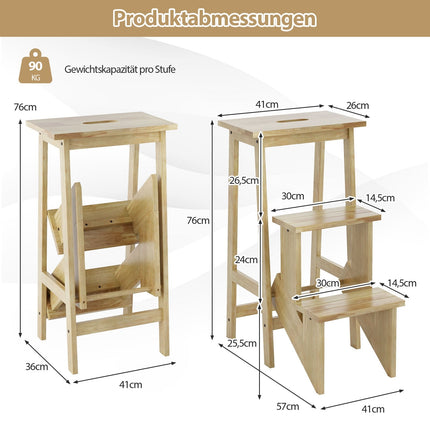 3-Step Folding Step Stool with Rotating Steps & Handle