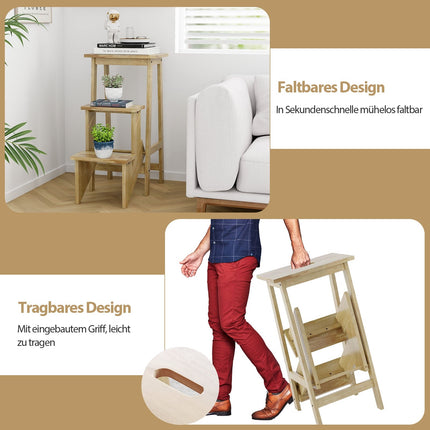 3-Step Folding Step Stool with Rotating Steps & Handle