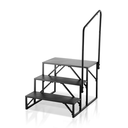 3-Step RV Steps With Handrail, 440 lb Non-Slip Steel