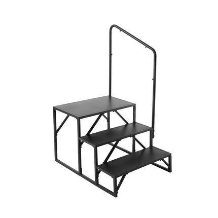 3-Step RV Steps With Handrail, 440 lb Non-Slip Steel