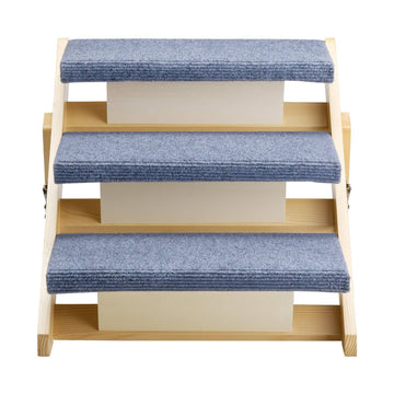 3-Step Wooden Dog Stairs, Foldable, 150 lb Capacity
