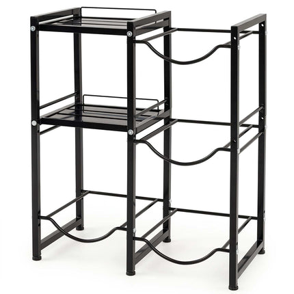 3-Tier 5 Gallon Water Jug Holder with 2 Storage Shelves, Black, 4 Bottle Slots