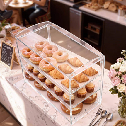 3-Tier Acrylic Bakery Display Case – Flip-Up Door, 19in