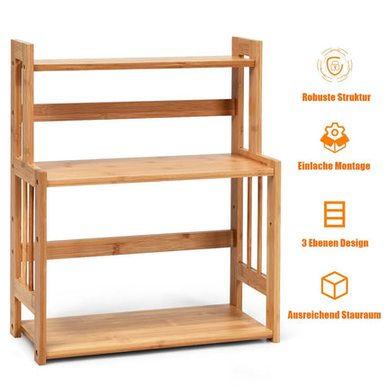 3-Tier Adjustable Bamboo Spice Rack for Kitchen Storage