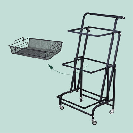 3-Tier Adjustable Kitchen Trolley, Black