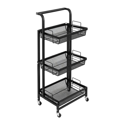 3-Tier Adjustable Kitchen Trolley, Black