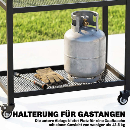 3-Tier BBQ Cart with Adjustable Shelves and Wheels