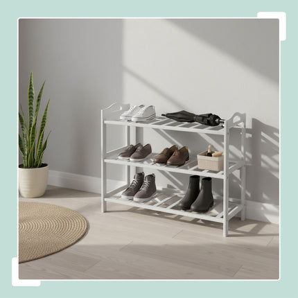 3-Tier Bamboo Shoe Rack for 9 Pairs