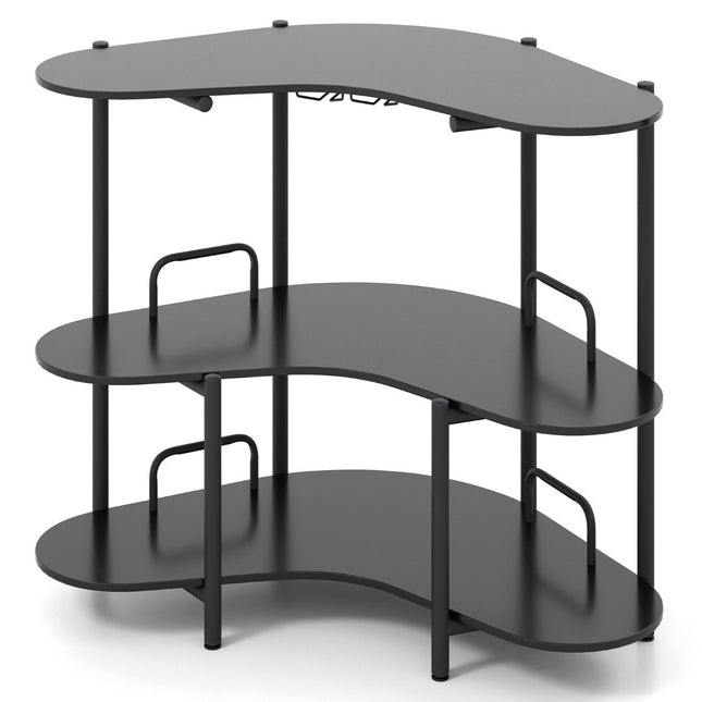 3-Tier Bar Table with Glass Holder & Metal Frame