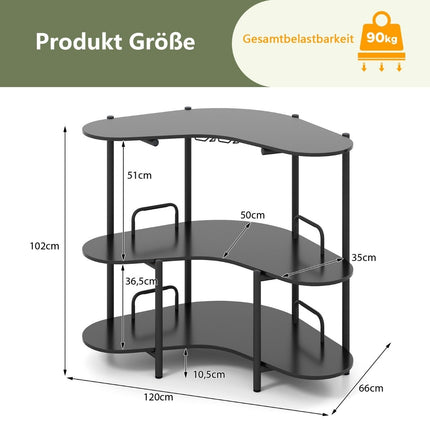 3-Tier Bar Table with Glass Holder & Metal Frame