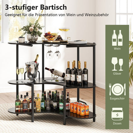 3-Tier Bar Table with Glass Holder & Metal Frame