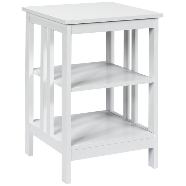 3-Tier Bedside Table Sofa Table Coffee Table for Bedroom 40 x 40 x 61 cm White